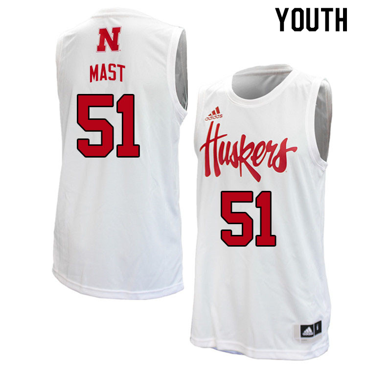 Youth #51 Rienk Mast Nebraska Cornhuskers College Basketball Jerseys Stitched Sale-White